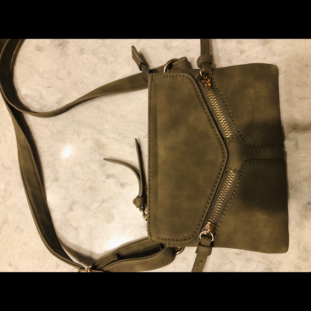 OLIVE GREEN SUED CROSSBODY PURSE